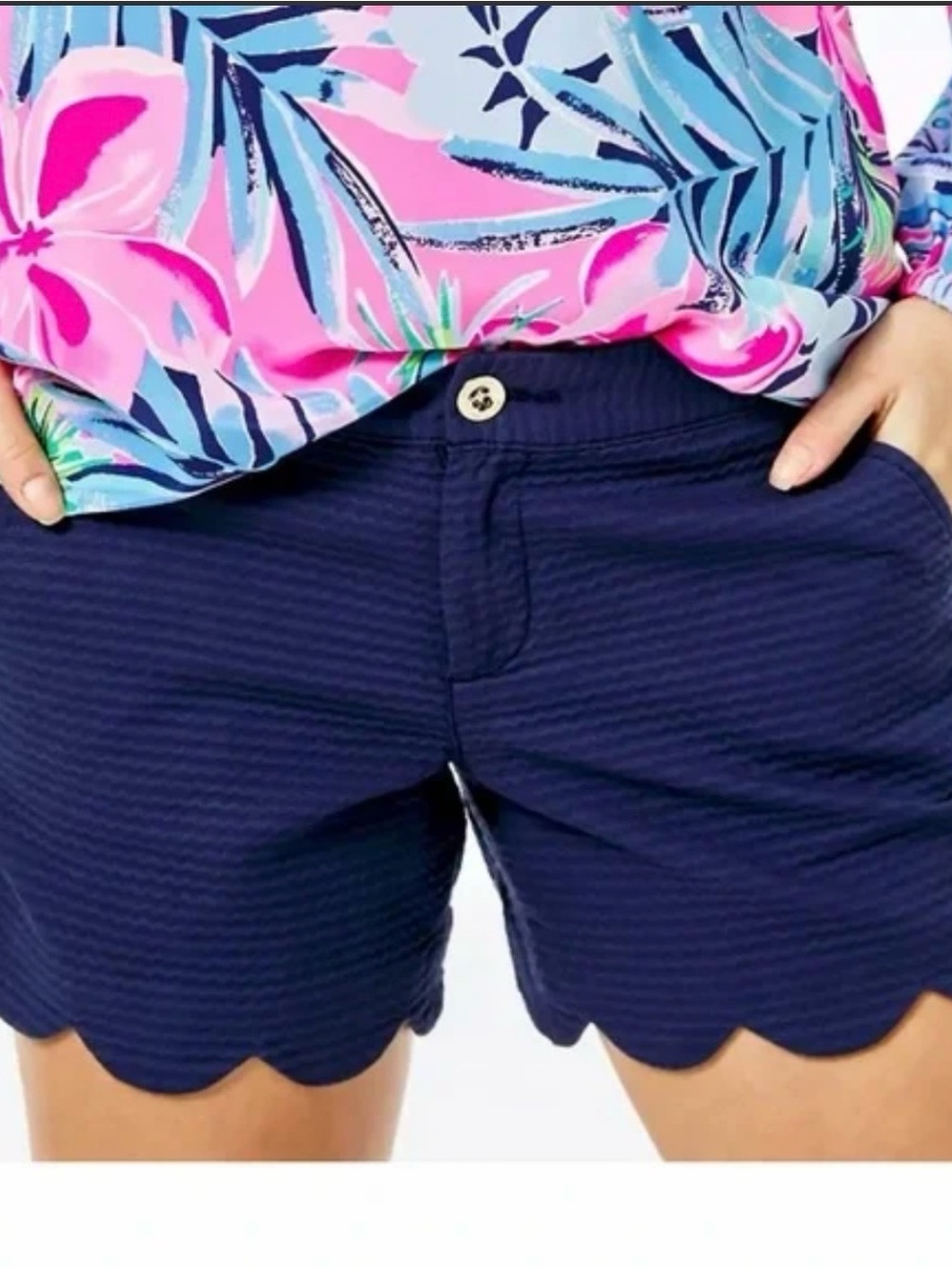 Lily Pulitzer Navy Scallop Hem Women's Shorts